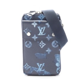 Louis Vuitton Phone Pouch Shoulder Bag in PVC-Coated Canvas with Monogram Watercolor, Navy Blue,