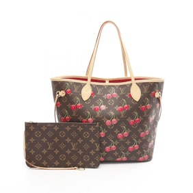 Louis Vuitton LV x TM Neverfull MM Monogram Cherry Tote Bag, PVC-Coated Canvas and Leather, Cherry,