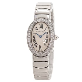 Cartier WB5097W2 Baignoire Diamond Bezel Watch, 18K White Gold/18KWG/Diamond, Women's