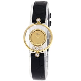 Chopard 20/3929 Happy Diamonds Watch, 18K Yellow Gold/Leather, Women's