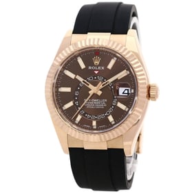 Rolex Sky-Dweller 326235 Chocolate Brown Watch in 18K Pink Gold, Rubber, and Everose Gold for Men