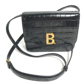 BALENCIAGA 592898 2-Way Clutch Bag with Pouch and B Logo, Quilted Shoulder Bag, Embossed Leather,