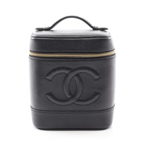 CHANEL Coco Mark Handbag, Calfskin Leather, Women's, Black, A01998