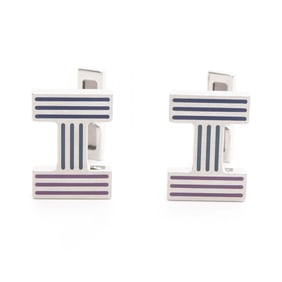 Hermes Hermès Quiz Rainbow Cufflinks, Metal, Men's, Silver/Multicolor
