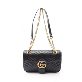Gucci GG Marmont Quilted Small Shoulder Bag in Leather, Women's, Black, 443497