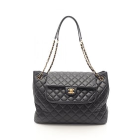 CHANEL Matelasse Tote Bag in Calfskin Leather, Women's, Black