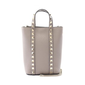 Valentino Garavani Rockstud Shoulder Bag, Leather, Gray, Women's