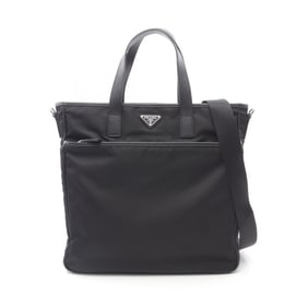 Prada Vitello City Business Bag in Nylon and Saffiano Leather, Black, Men's, 2VG033