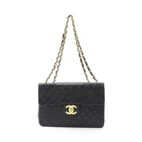 CHANEL Deca Matelasse 34 Single Flap Shoulder Bag in Lambskin Leather, Black