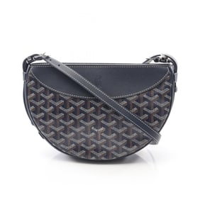 Goyard Hirondelle Shoulder Bag, PVC-Coated Canvas and Leather, Women's, Navy Blue,
