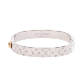 Louis Vuitton Nanogram Cuff Bangle in Gold-Plated Stainless Steel with Monogram Design, Silver/Gold,