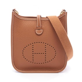 Hermes Hermès Evelyn TPM Gold Shoulder Bag in Taurillon Clemence Leather, Brown/Gold