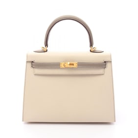 Hermes Hermès Kelly 25 Clé Etoupe handbag, leather, Epsom women's, ivory,