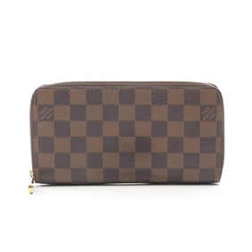 Louis Vuitton Zippy Wallet, Round Long PVC Coated Canvas, Damier Leather, Men's and Women's, Brown,