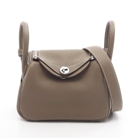 Hermes Hermès Lindy Mini Shoulder Bag in Taurillon Clemence Leather, Brown, for Women