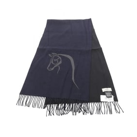 Hermes Hermès Cheval Otre scarf, cashmere, for men and women, navy/black