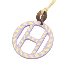Hermes Hermès H Equipe Necklace Jewelry Buffalo Horn / Lacquer Women's Purple Yellow Multicolor