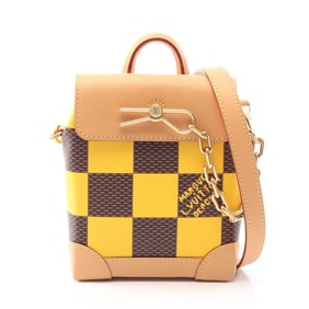 Louis Vuitton Nano Steamer Shoulder Bag, PVC-Coated Canvas and Leather Damier, Men's, Brown/Yellow,