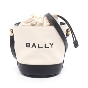 Bally Bar Mini 8 Hours Shoulder Bag, Canvas and Leather, Women's, Ivory/Black