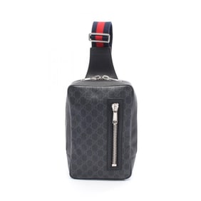 Gucci Soft GG Supreme Belt Bag, Waist Body PVC-Coated Canvas and Leather, Men's, Black, 478325