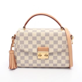 Louis Vuitton Croisette PM Handbag, PVC-Coated Canvas and Leather, Damier Azur, Women's, White,