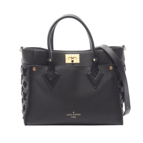 Louis Vuitton On My Side MM Handbag, Monogram Tufted Leather, Women's, Black, M53826