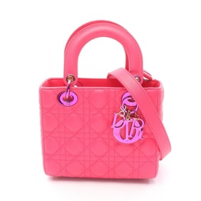 Christian Dior Dior Lady Small Cannage Handbag, Leather, Women's, Pink