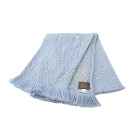 Louis Vuitton Echarpe Logomania Shine Scarf, Wool and Silk, Women's, Blue/Silver