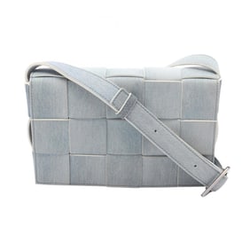 Bottega Veneta Cassette Maxi Intrecciato Shoulder Bag, Denim, Women's, Blue