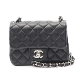 CHANEL Mini Matelasse Shoulder Bag, Lambskin Leather, Women's, Black