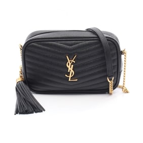 Yves Saint Laurent Lou mini shoulder bag in black leather.