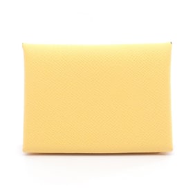 Hermes Hermès Calvi Duo Coin Case Wallet in Calfskin Leather (Veau Epsom Leather) for Women, Yellow