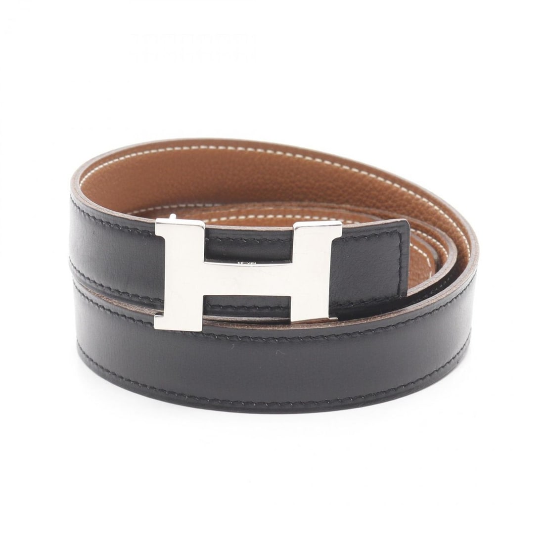 Hermes Hermès Constance H Belt, Leather Women's, Black/Brown (1 of 8)