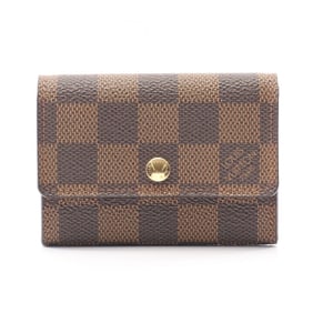 Louis Vuitton Porte Monnaie Plat Coin Case Wallet PVC Damier Leather Women's Brown N61930