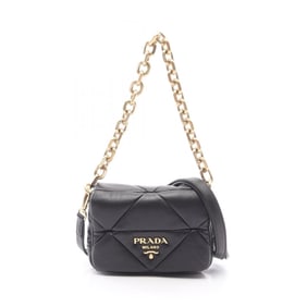 Prada System Nappa Patch Shoulder Bag, Leather, Women's, Black, 1BD292