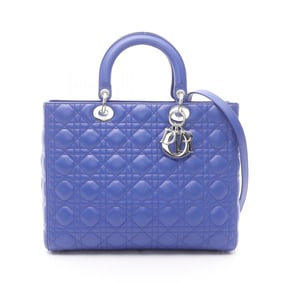Christian Dior Dior Lady Large Cannage Handbag, Leather, Women's, Blue