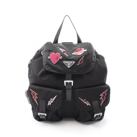 Prada TESSUTO SMALTO Backpack Bag in Nylon and Saffiano Leather, Black, Women's, 1BZ811