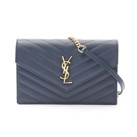 Yves Saint Laurent Monogram Envelope Shoulder Bag, Leather, Women's, Blue