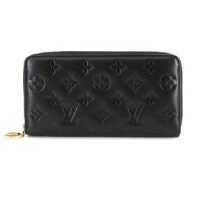 Louis Vuitton Monogram Coussin Zippy Wallet, Round Long Wallet in Lamb Leather, Noir, M81510, RFID
