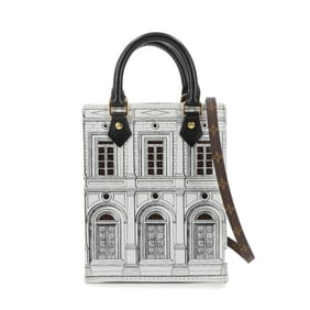 Louis Vuitton Monogram Petite Sac Plat 2-way Hand Shoulder Bag in Black and White Leather (M80991)