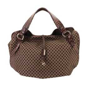 Celine Macadam Tote Bag in Brown Embossed Canvas and Leather with Gold Hardware