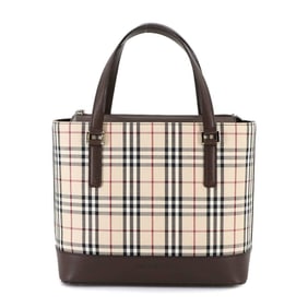 Burberry Nova Check Handbag Canvas Leather Beige Brown Hand Bag