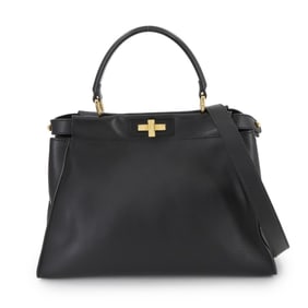 Fendi Peekaboo Regular 2-way Hand/Shoulder Bag in Nero Leather (8BN290)