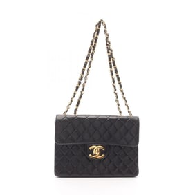 CHANEL Deca Matelasse 30 Single Flap Shoulder Bag in Lambskin Leather, Black