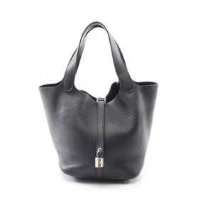 Hermes Hermès Picotin Lock MM handbag in Taurillon Clemence leather, black.
