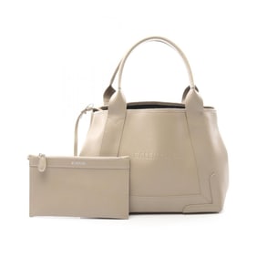 Balenciaga Navy Cabas S Tote Bag, Leather, Beige, Women's, 339933