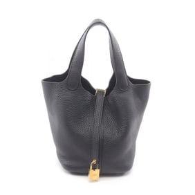 Hermes Hermès Picotin Lock PM handbag in Taurillon Clemence leather, black.