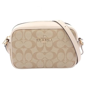Coach Mini Jamie Camera Bag, Signature Shoulder Coated Canvas and Leather, Women's, Beige Ivory,