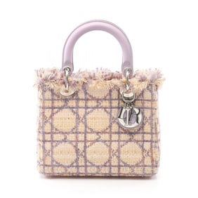 Christian Dior Dior Lady Cannage handbag, fabric and leather, women's, beige purple.