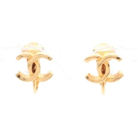 CHANEL Coco Mark Earrings, Gold Plated, Women's